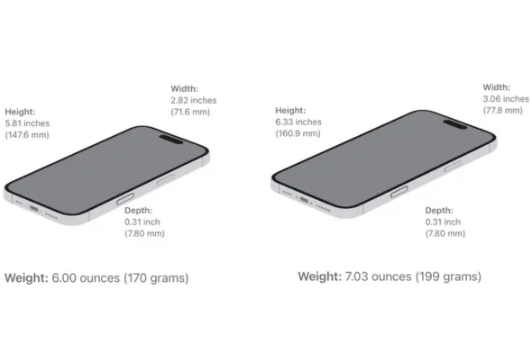 وزن ایفون ۱۶ و ۱۶ پلاس
